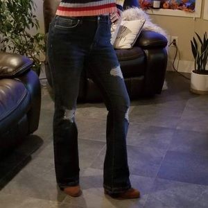 Forever 21 Distressed Flare-Legged Jeans